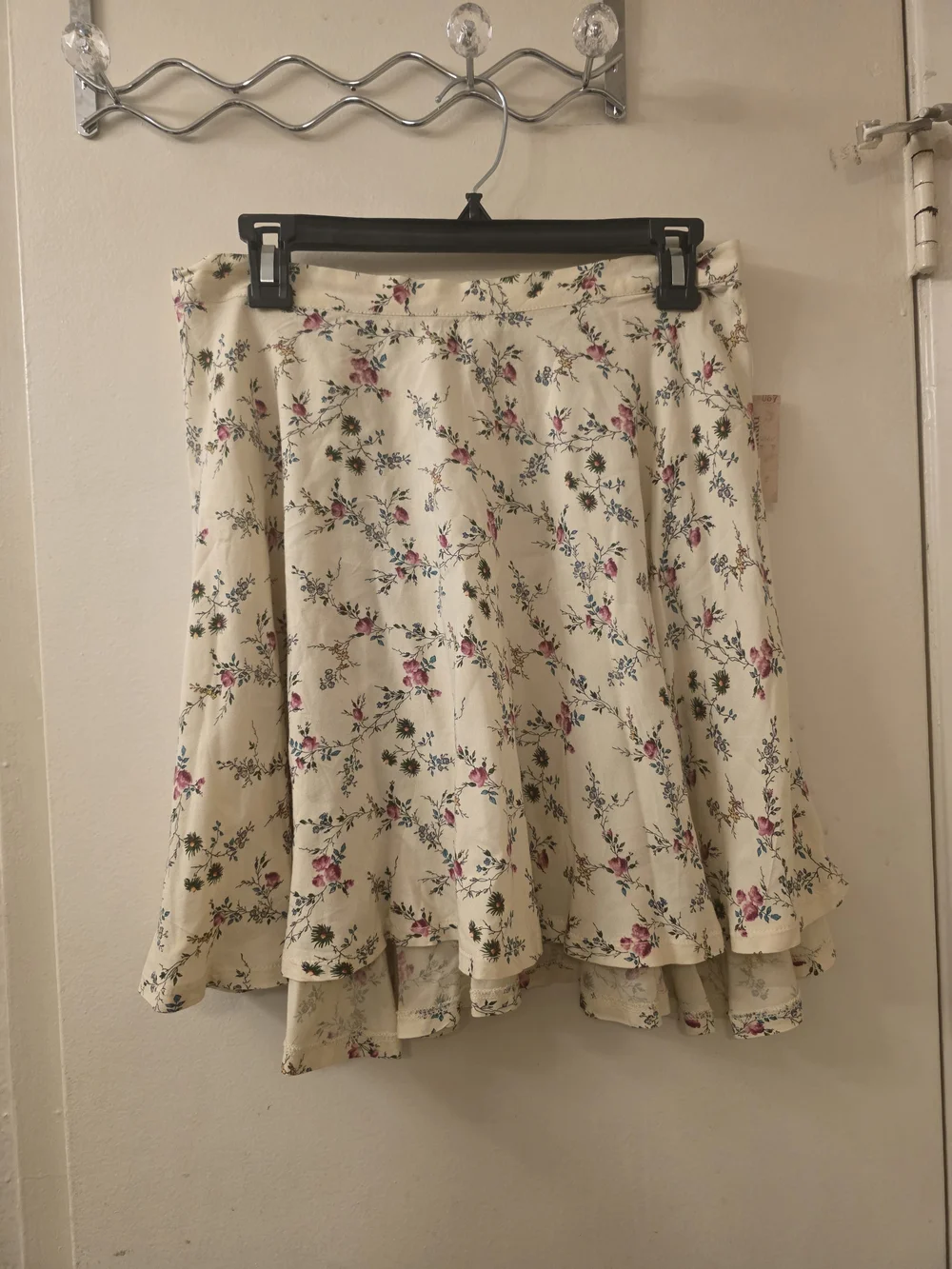 Ralph Lauren Cream Floral A-Line Skirt with Pink & Green Accents